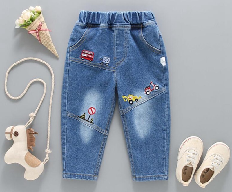 CROAL CHERIE Spring Car bambini bambini ragazzi Jeans pantaloni in Denim per adolescenti ragazze Jeans per bambini abbigliamento per bambini Jeans di moda: 4T