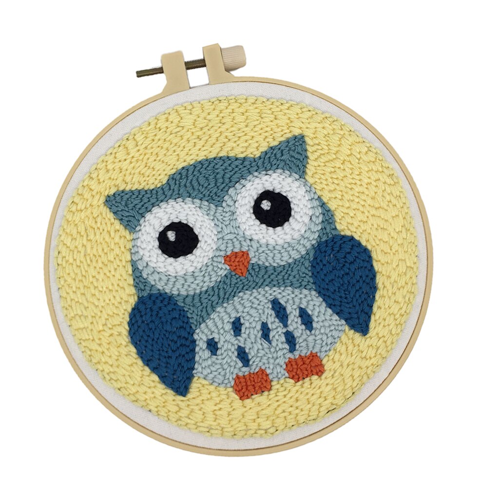 1 sæt tegneseriedyr punch needle broderi kits punch needle pen blødt garn til begynderkorsstingssæt