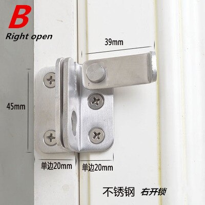 Security Stainless Steel Door Window Latch Lock with Screw DIY security door bolts Latches buckles Bolts: Right open