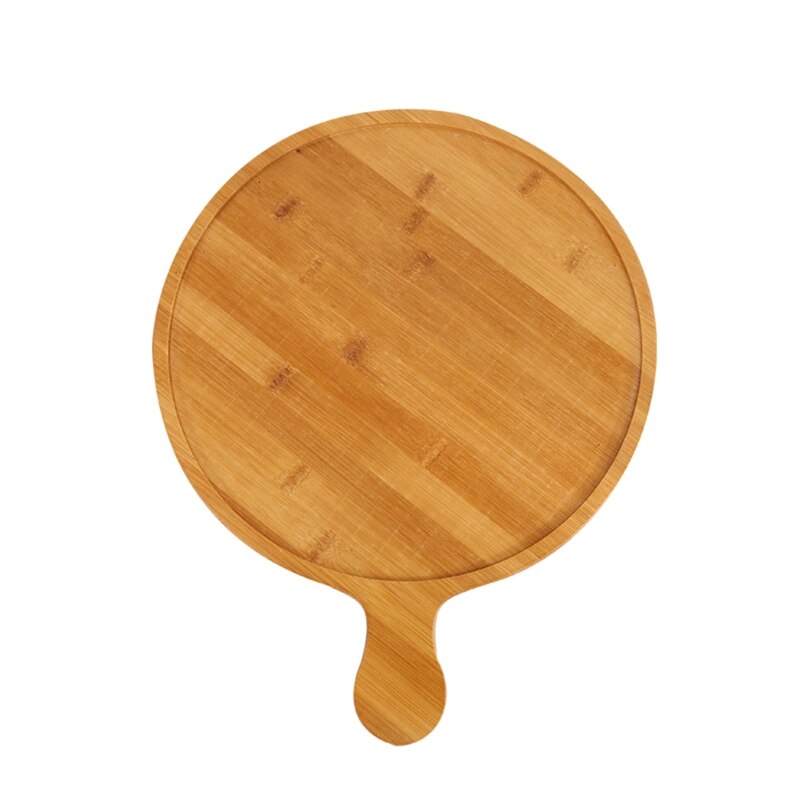 Bamboo Wooden Round Pizza Tray Cafe Dessert Pizza Tray Baking Pizza Tray: Light Grey
