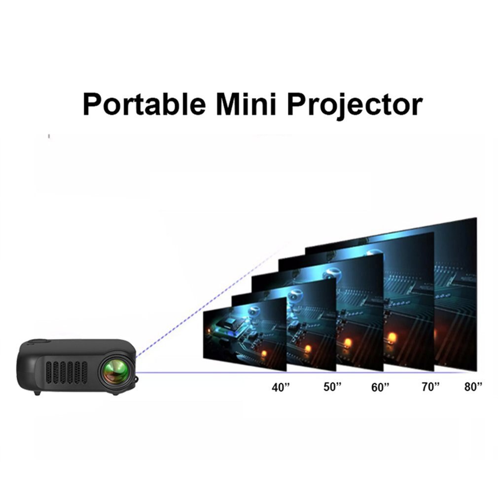 Portable A2000 Mini Projector With Tripod Support 1080P HDMI Micro SD Card USB LCD 50000 Hours Lamp Life Home Video Proyector