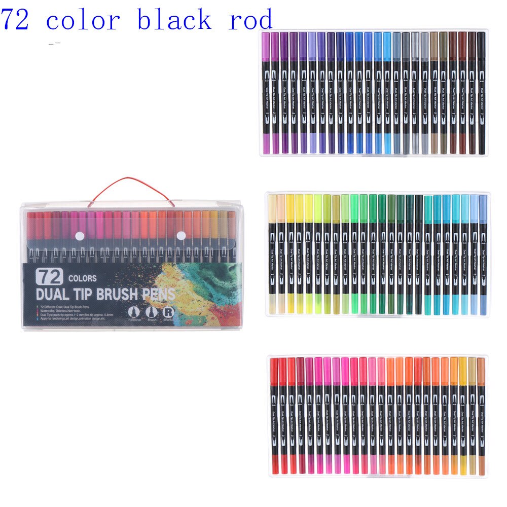12/18/24/36/48/72/100Pcs/Pack Colors Double-Headed Watercolor Pen Color Marker Set Hook Line Pen Art Marker Pens School Supplies: 10