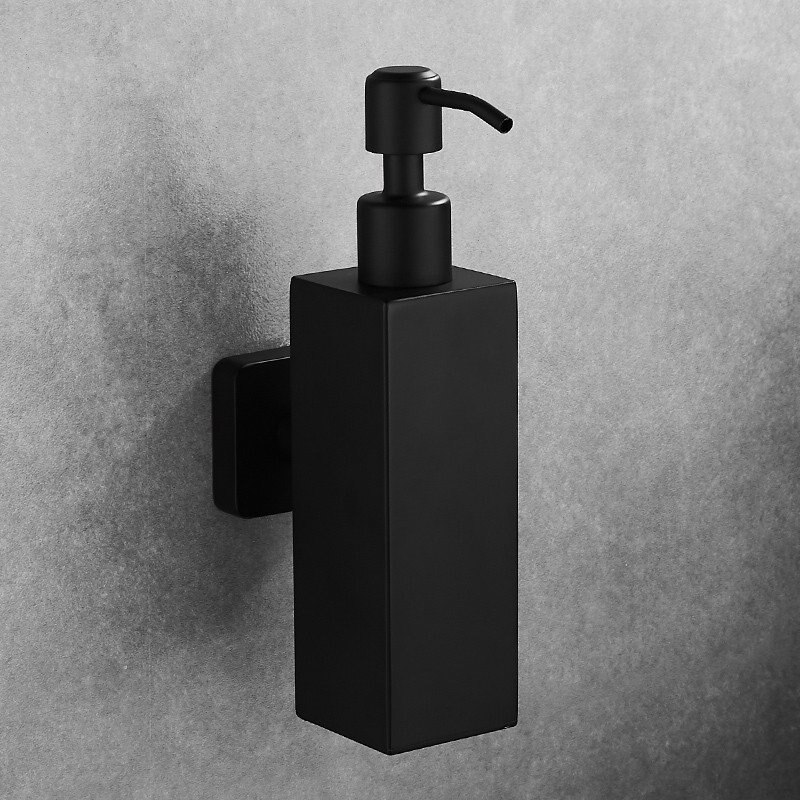 Flydende sæbedispenser hånd køkkenvask sæbe beholder 304 rustfrit stål sort badeværelse shampoo holder vægmonteret flaske