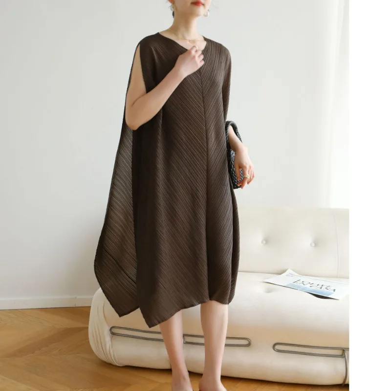 2025 Sommer Miyake Plissee Kleid Japanische Plus Größe Nische Lässig Stil verlieren Beiläufige Kleider Frauen Kleidung