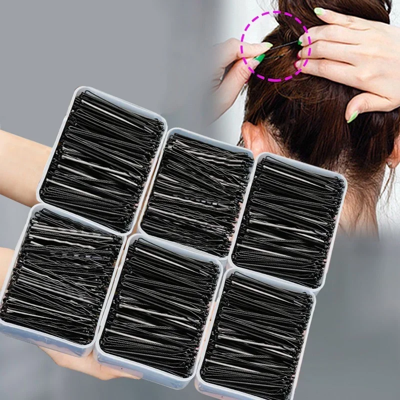 60/240 Uds. Pinzas para el cabello negras, horquilla en forma de U, horquilla ondulada Invisible, estilo de peinado, pasador de agarre para el cabello de Metal, accesorios para el cabello