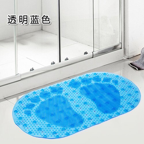 Shower Bath Mat Environmental Protection Toilet Household Bathtub Bathroom Hollow Hydrophobic Anti-Slip Pad with Suction Cups: Blue
