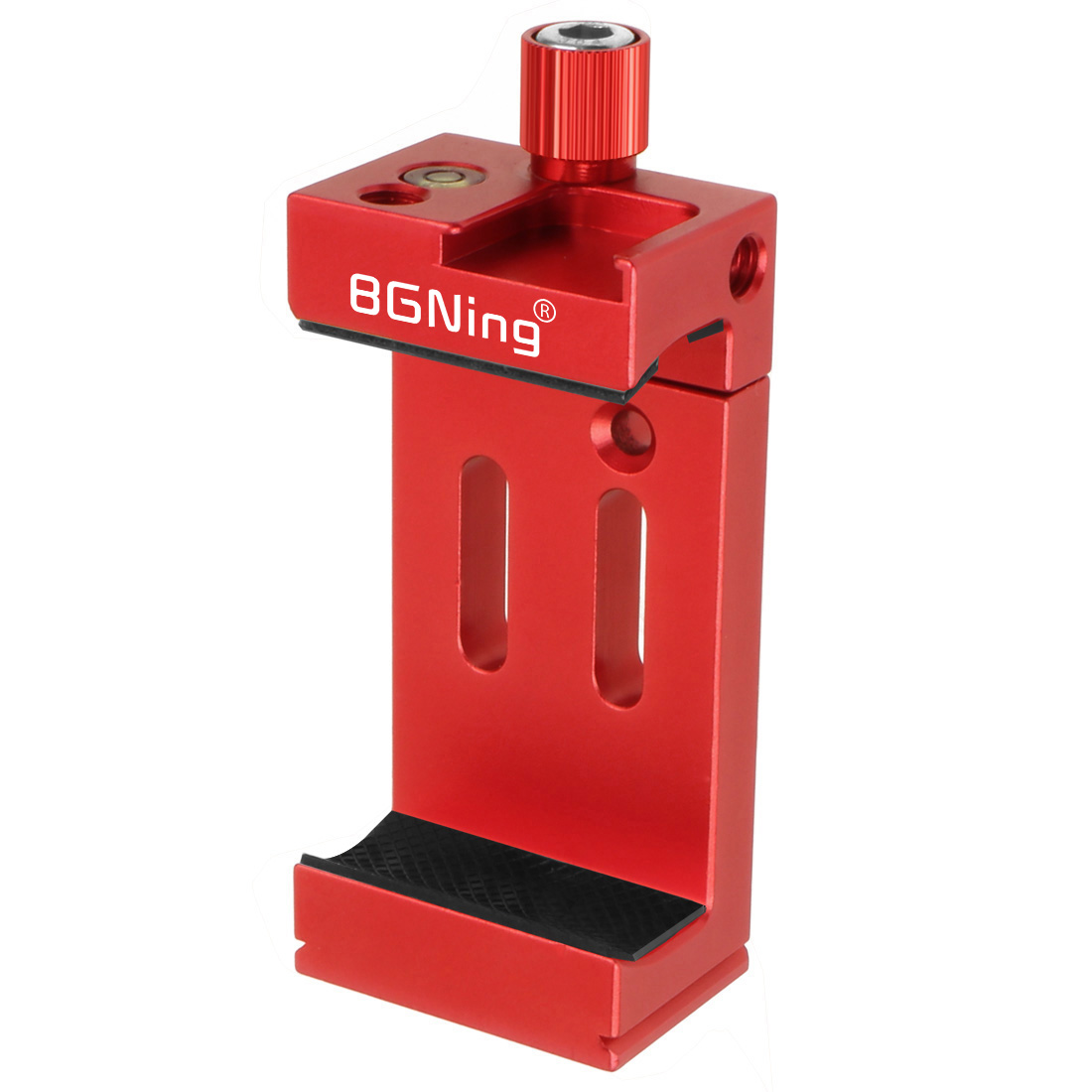 BGNing XJ-8 Phone Clip Tripod Head Bracket Mobile Phone Holder for Flashlight Microphone w/ Spirit level Cold Shoe Mount Adapter: New Red