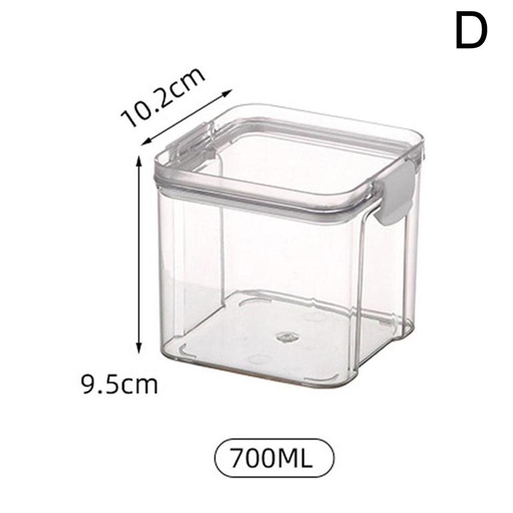 Square Sealed PET Jars Kitchen Storage Big Capacity Coffee Bean Storage Can Glass Jar With Lid Food Container Organizer Bottle: white 700ML