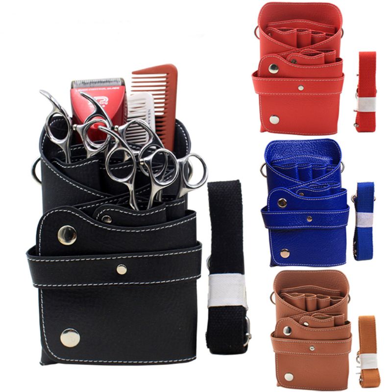 Tragbare PU Leder Barber Schere Tasche Kamm Clip Pinsel Lagerung Taschen Friseur Organizer für Friseure Salon Haar Stylis