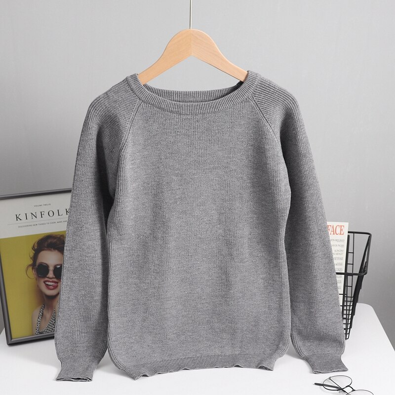 Gigogou perus syksy-talvi naisten neule paksu neulottu lämmin villapaita o-kaulus naisten neulepaita yläosa