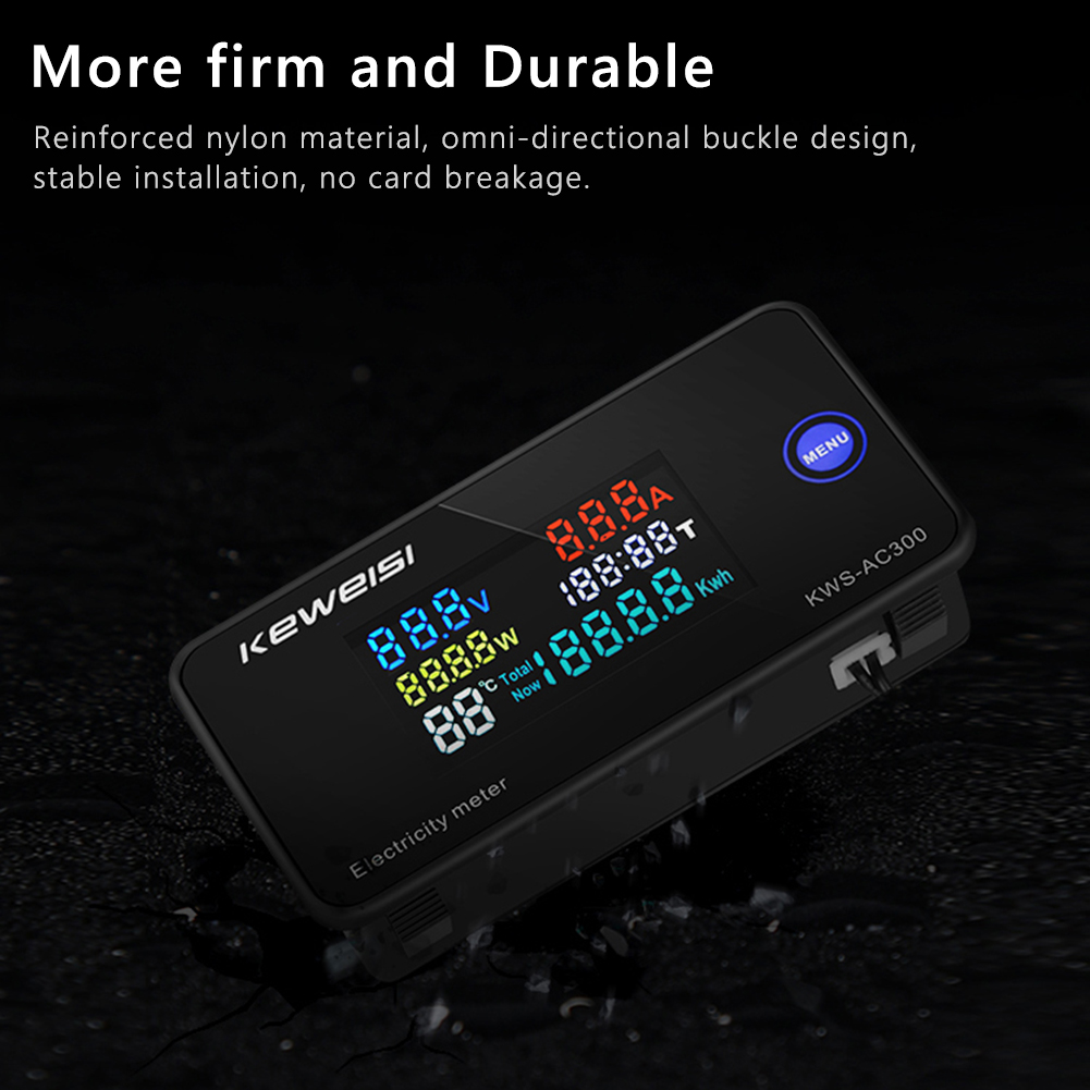 Digital Strom Energie Meter 6in1 Farbe Display AC 50-300V Starke Zähigkeit Elektrische Tragbare Amperemeter Voltmeter