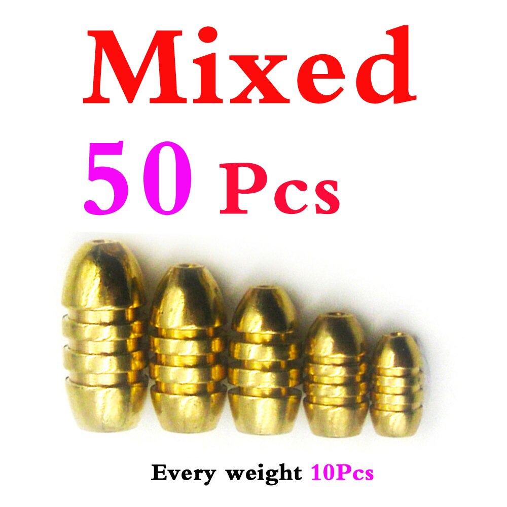 50pcs Weight Assorted Copper Lead Sinkers Kit 3.5/5/7/10g Bullet Shape Weights Fishing Tackle Bullet Sinker Combo Set: Other