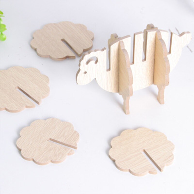 Posavasos de madera de oveja de adorno ensamblado para mesa, hecho a mano, decoración creativa para el hogar, , 1 unidad