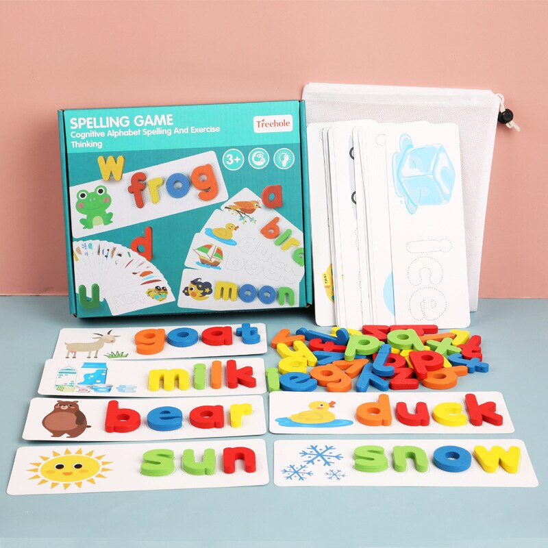 Kids Houten Alfabet Brief Leren Kaarten Set Woord Spelling Praktijk Spel Speelgoed Engels Letters Spelling Kaart Woord Speelgoed