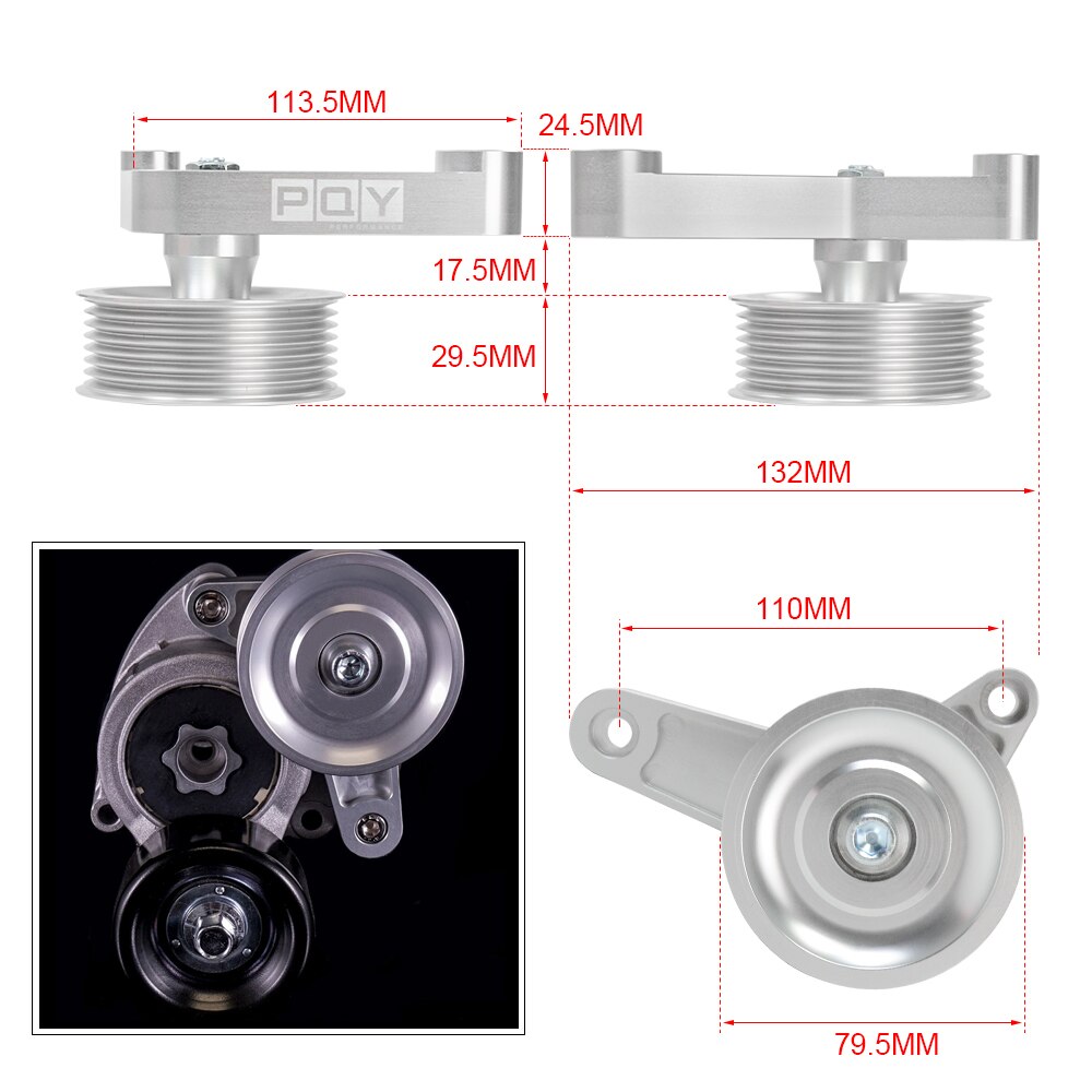 Kit Tensor Correa Con Polea Loca Ajustable EP3 Para Honda Civic SI K24 K - CARLOR CPY02S-QY