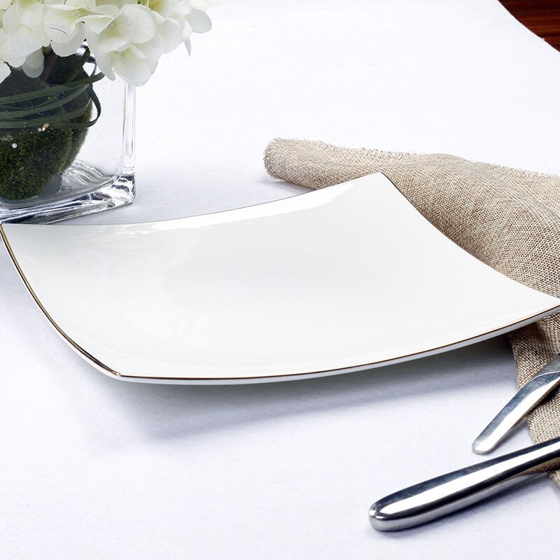 Europæisk stil keramik flad middagstallerken boligindretning porcelæn serveringsfad spisestel til oksekødsbøf salat spaghetti: B  1 stk. 8 tommer