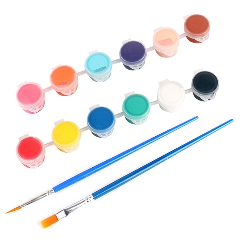 Acryl Schildert Pigment Set Voor Kleding Textiel Stof Hand Geschilderde Muur Gips Schilderij Tekening Voor Kids 12 Kleuren