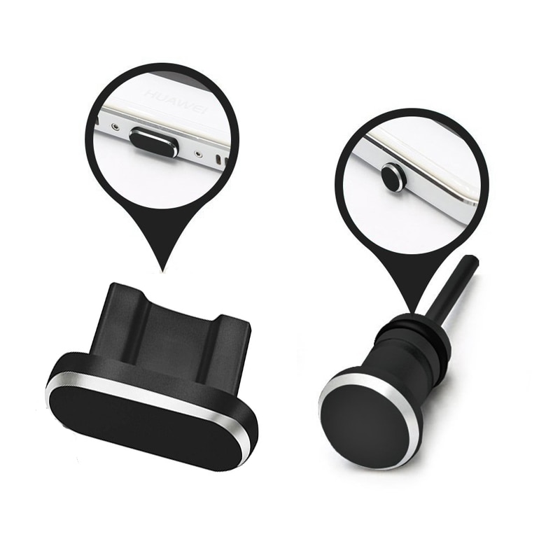 1 Set Metalen Stof Plug Telefoon Accessoires Micro Poort Opladen + 3.5mm Koptelefoon jack Plug Voor Android Samsung Xiaomi LG Mobiel