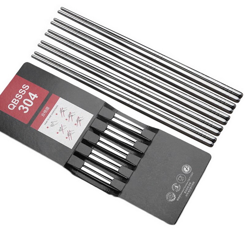 5 paria liukumattomat ruostumattomasta teräksestä valmistetut syömäpuikot kiinalaiset metalliset syömäpuikot uudelleenkäytettävät ruokatikut sushi keittiövälineet astiasto