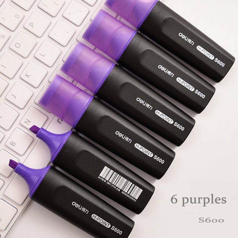 6 unids/lote Deli Candy color marcador estudiante pintura rotulador resaltador Oficina escuela suministros al por mayor: Morado
