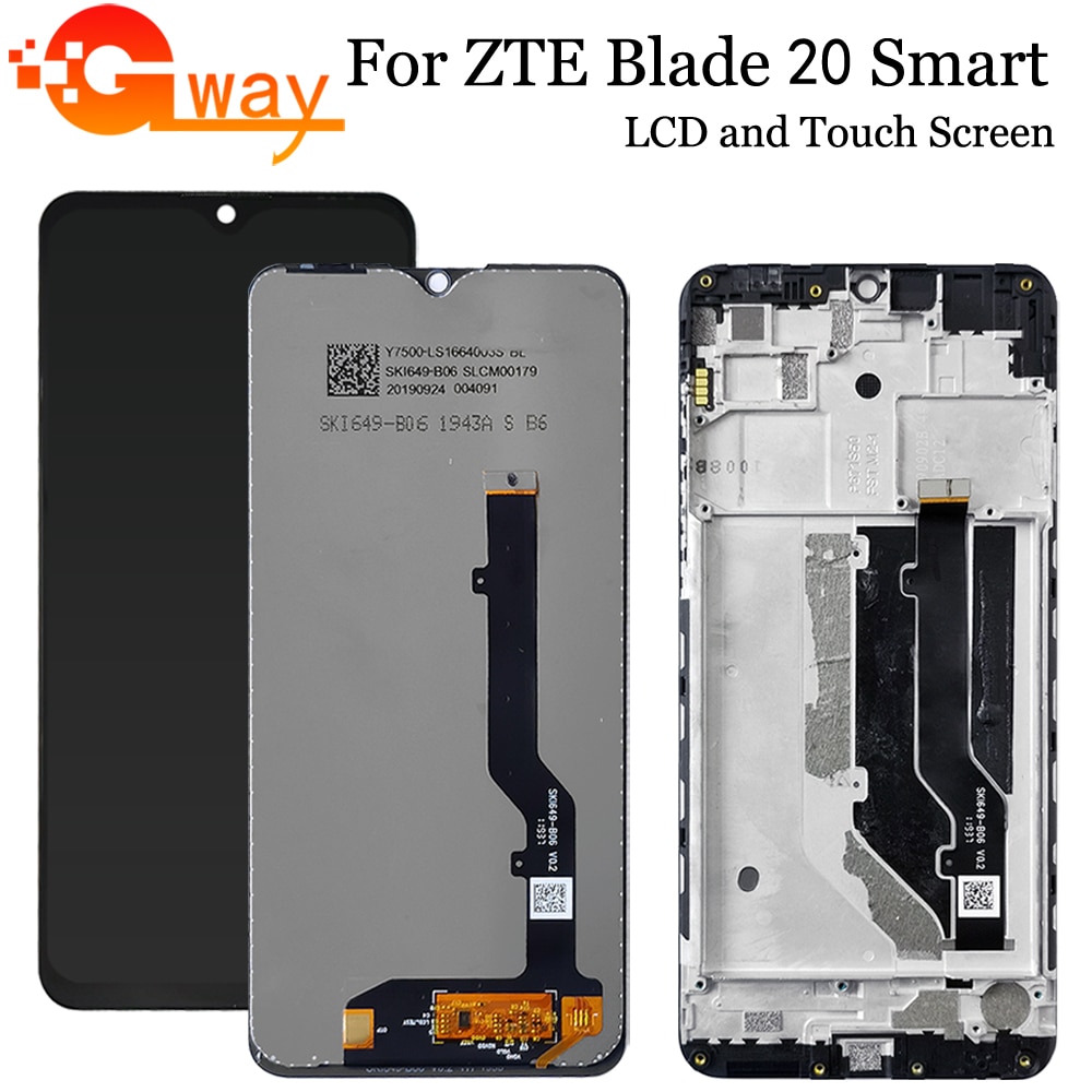 Tela de lcd touch screen para zte 20 smart v1050, 6.49 ", visor lcd, digitalizador, montagem com quadro para zte 20 smart v2050, ferramentas