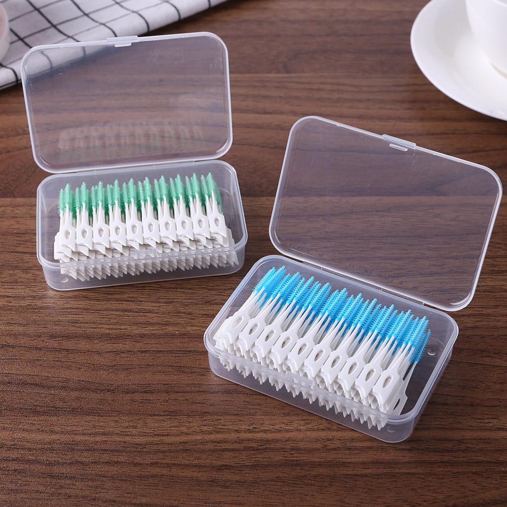 Palito fio dental portátil para limpeza dos dentes, palito de plástico, excelente e de boa elasticidade, silicone, higiene