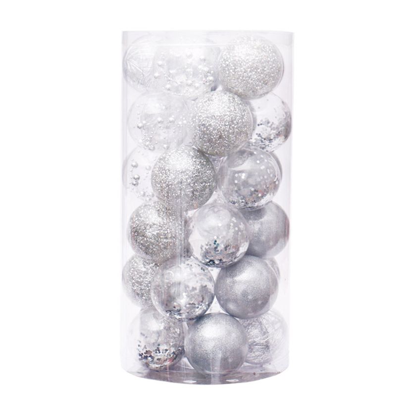 6cm/30 Pcs Christmas Balls Clear Plastic Ornaments Party Xmas Tree Hanging Decor: 9FF202222-S