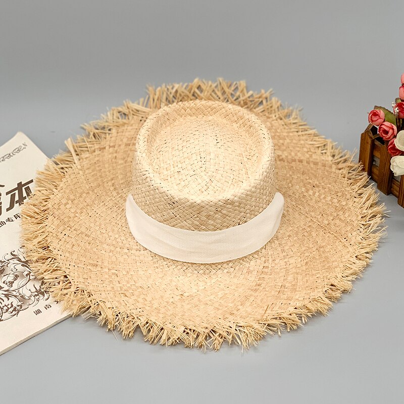style ladies oversized hat big brim hat 20cm raffia sun hat wide brim beach hat lady soft straw cap