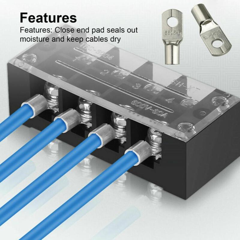 60Pcs Koperen Ring Terminals Met Doos + 80Pcs Krimpkous Set Buis Zilveren Neus Combinatie Tubing Kijkgaatje Connector shrinka H9F8