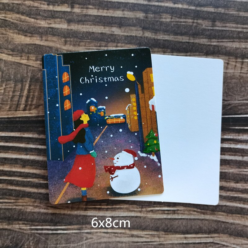 50pc/lot Christmas Snowman Deer Merry Christmas Small Message Card Writable Card 6x8cm decoration card: 9