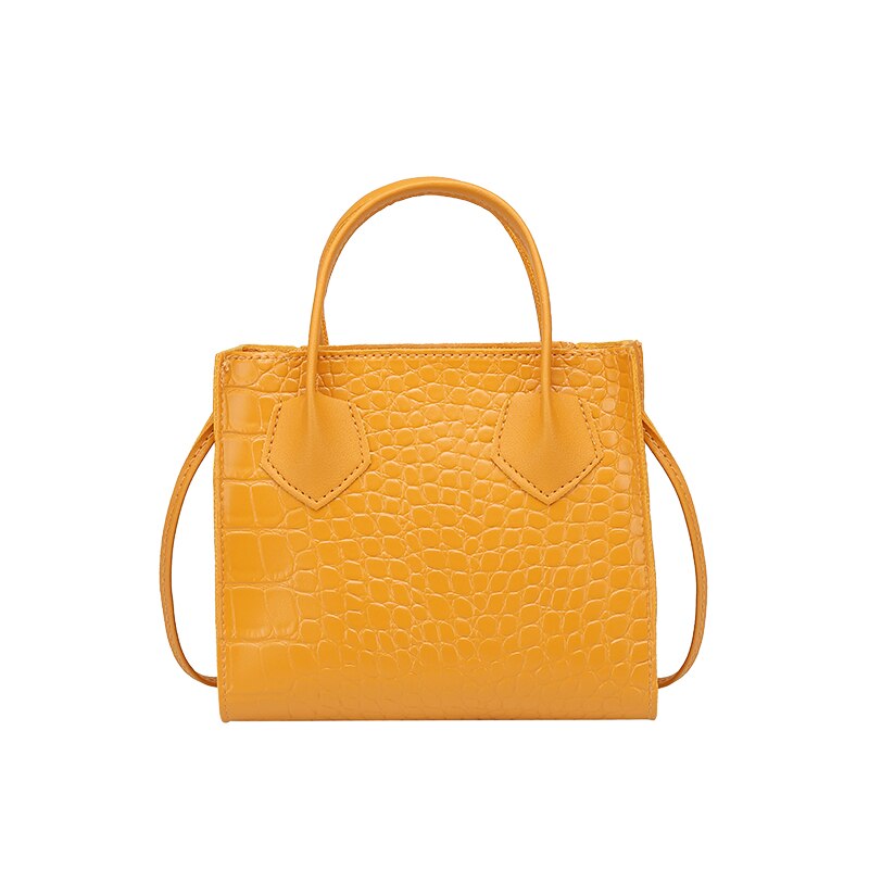 Senhora doce padrão de crocodilo couro do plutônio bolsa tote feminino jacaré quadrado crossbody mensageiro saco de moda bolsa de ombro: YELLOW