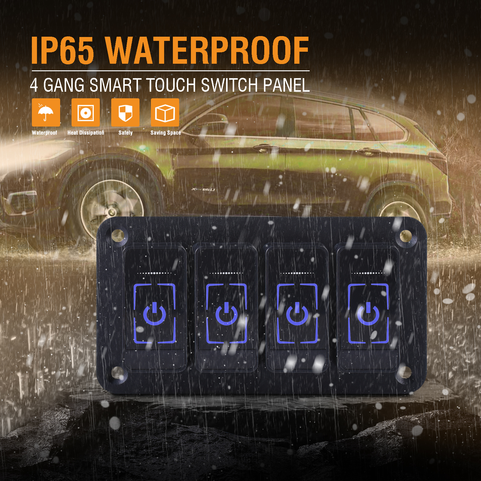 Nice Intelligent Touch Screen 2-8 Gang LED Rocker Switch Panel Switch Panel ON-OFF Waterproof Light Switch for Marine Caravan RV