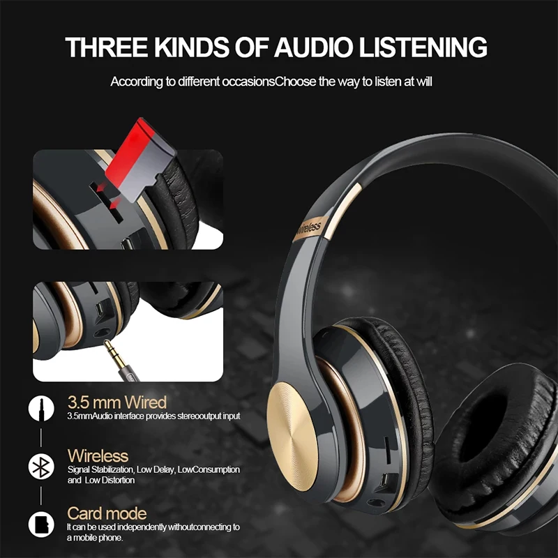 T5 słuchawki Bluetooth nauszne bezprzewodowe słuchawki douszne z mikrofonem zestaw słuchawkowy dla graczy składany Auriculare Fone dla Huawei iPhone
