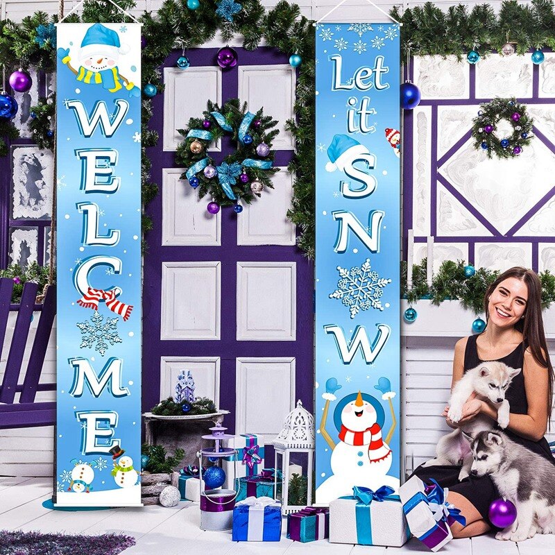Christmas Porch Signage Christmas Banner Suitable for Winter Wonderland Party Decoration Christmas Winter Snow Party
