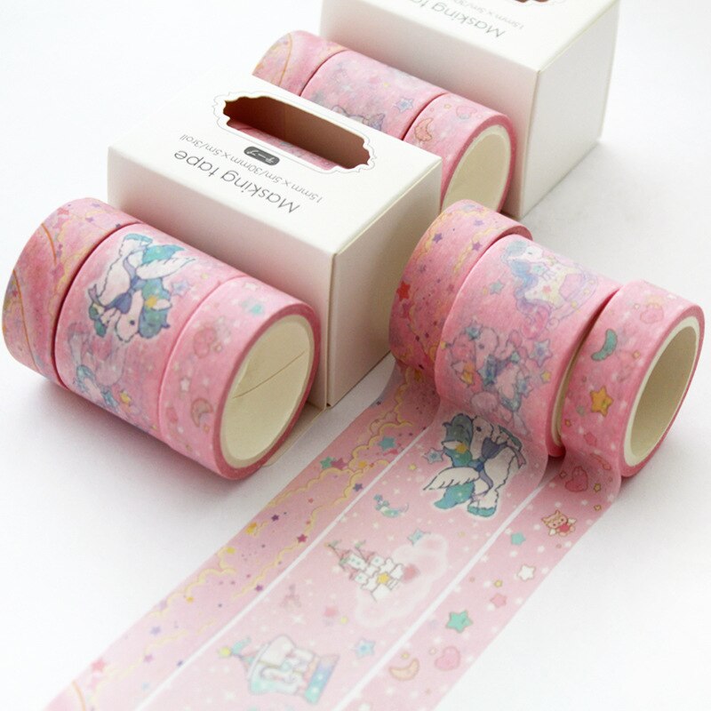 Papier décoratif japonais, 3 pièces/pièce, motif Floral fleur de cerisier, masquage, ensemble de bandes Washi, autocollants, artisanat et Scrapbooking: E