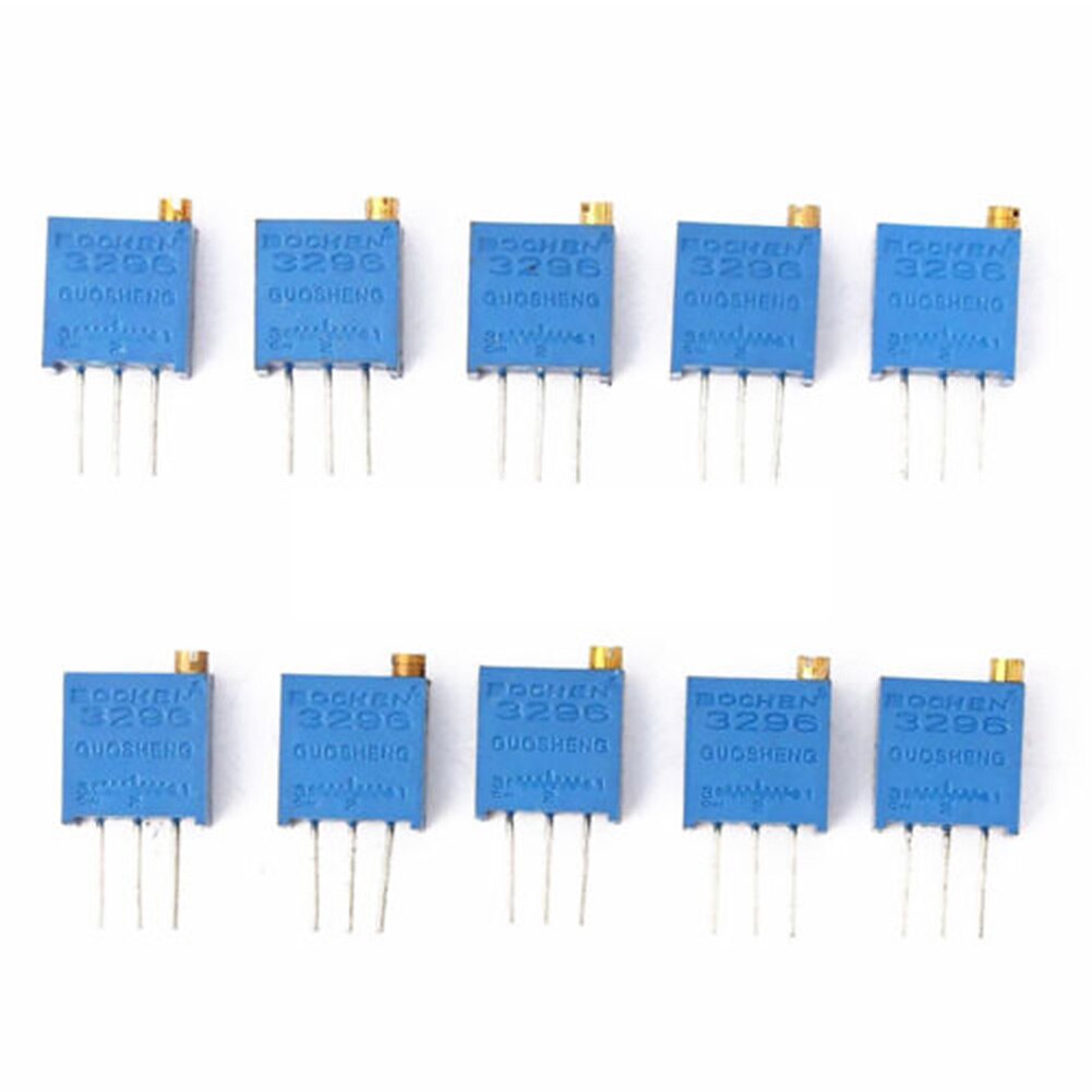 50pcs Potentiometer Trimmer Blue Adjustable Multiturn Variable 3296 100 To 1M With Case Resistor Cermet Breadboard