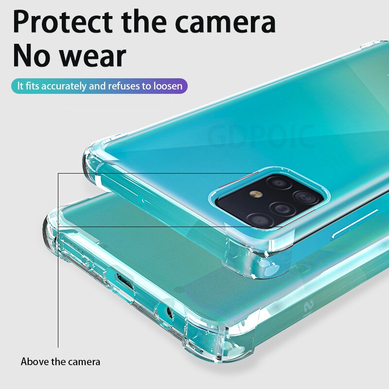 luxury Shockproof Phone cases on For Samsung Galaxy A51 A71 A50 A70 A50 A40 A80 A90 clear Silicone Case For Samsung M30 M40 Case