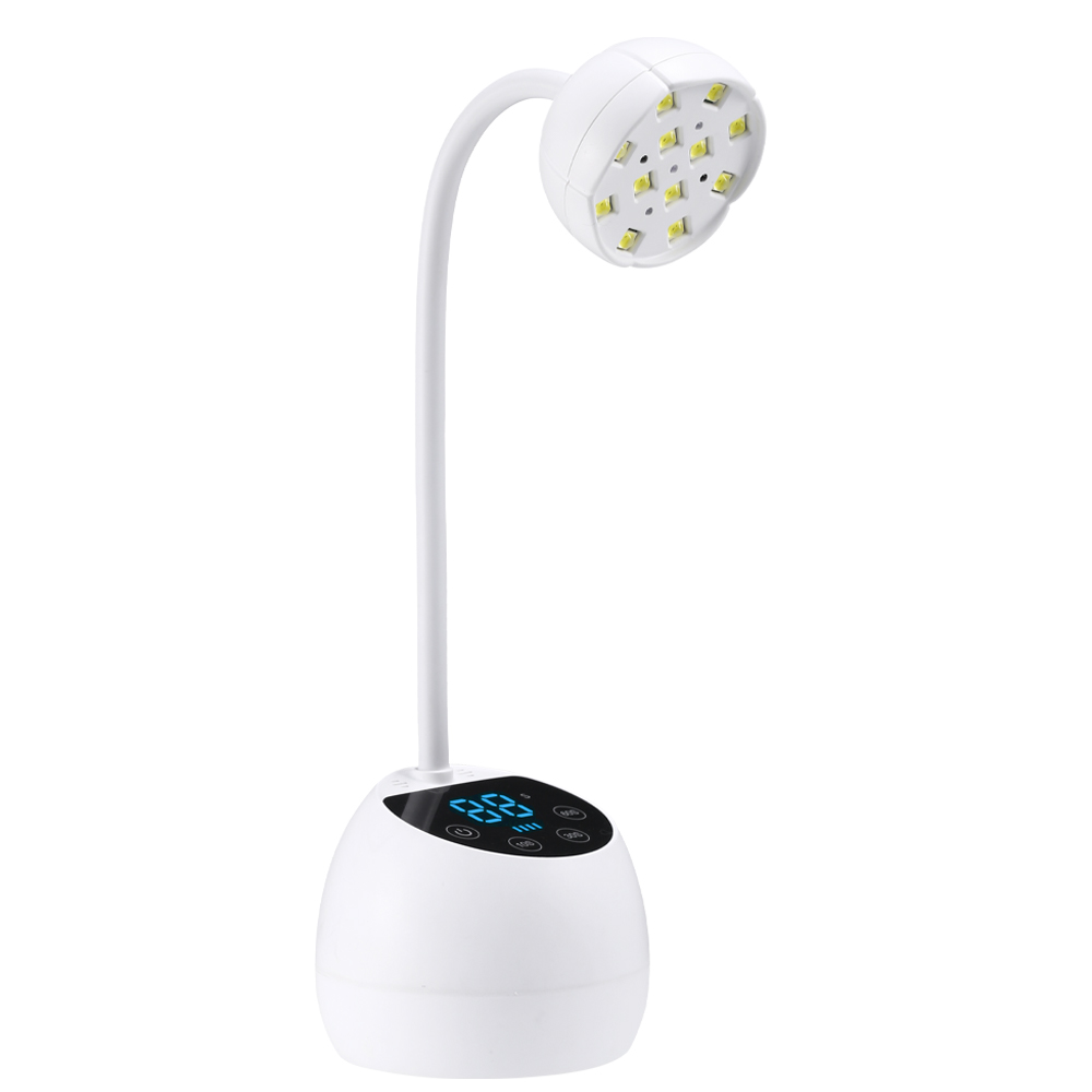 Kabellose Nagellampe, LED-UV-Nageltrockner, wiederaufladbar, automatische Erkennung, berühren-Steuerung, schnell trocknendes Nagellicht 360° ° Biegsame Tischlampe: Schwarz
