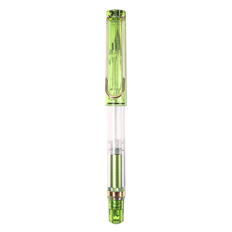 Pluma estilográfica de pistón transparente Wingsung, pluma con Clip de Metal de gran capacidad, material de papelería para Escritura, escuela y oficina, 1 unidad: Verde