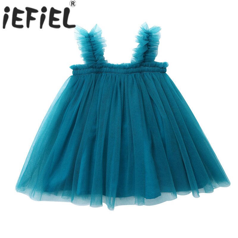 Infant Baby Girls Skirt Shoulder Straps A Word Shoulder Sleeveless Girl Mesh Tutu Dress for Summer Birthday Party Baby Clothes