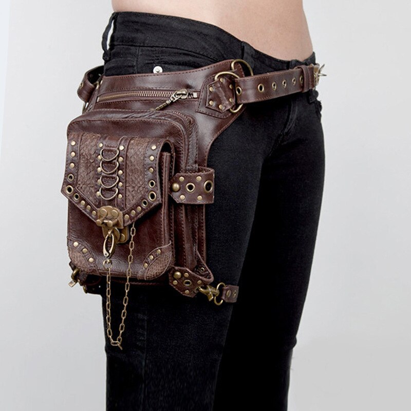 Moto &amp; Biker Freddo Steampunk Sacchetto Della Vita delle Donne Gotico Piccola Borsa Messenger Mini borsa Da Viaggio Pacchetto di Fanny Sling Borsa Con Tracolla Per delle donne