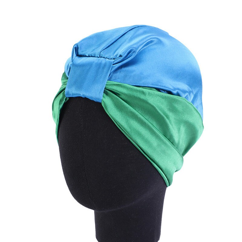 Hijab en satin pour femmes, turban, double couche, élastique, couvre-chef pour la tête pour dames, tendance, collection: 7