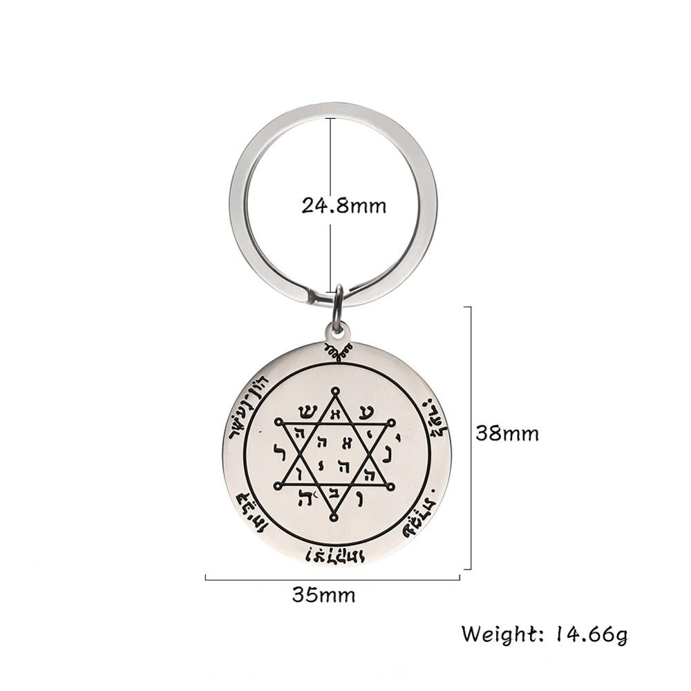 Mijn Vorm Sleutel van Salomo 316L Roestvrijstalen Eerste Tweede Vijfde Pentagram Van De Zon Jupiter Mars Wijsheid Amulet Sleutelhanger