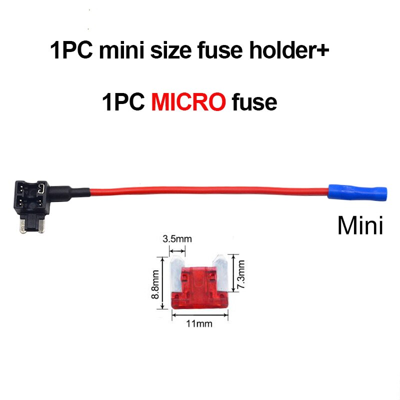 12V MINI SMALL MEDIUM Size Car Fuse Holder Add-a-circuit TAP Adapter with 10A Micro Mini Standard ATM Blade Fuse: with micro fuse