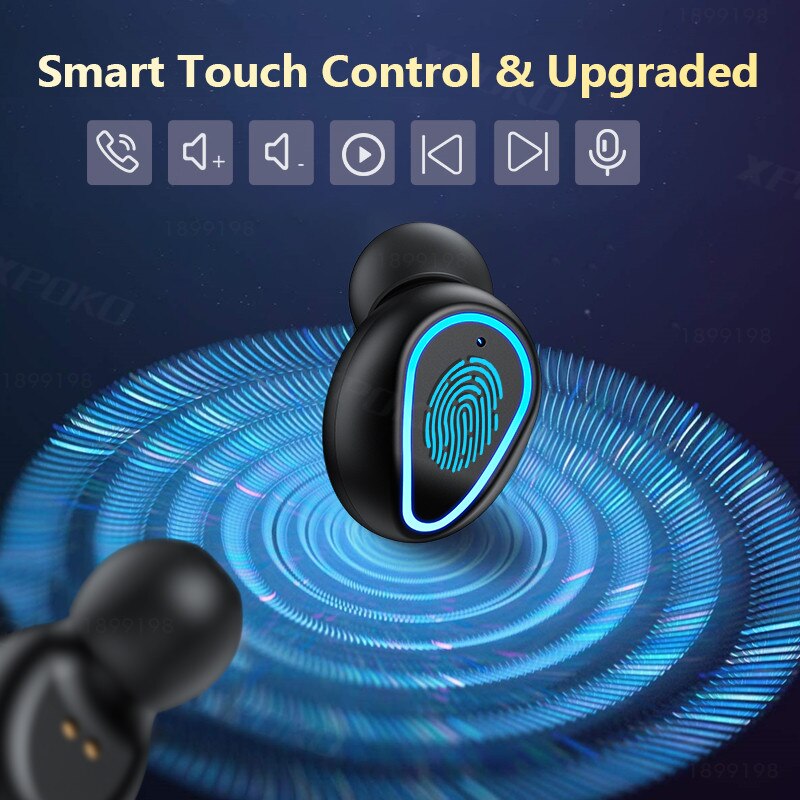 TWS Wireless Headphones Waterproof Bluetooth Earphone Touch Control 9D Stereo Wireless Bluetooth Headphones With Mic Sports