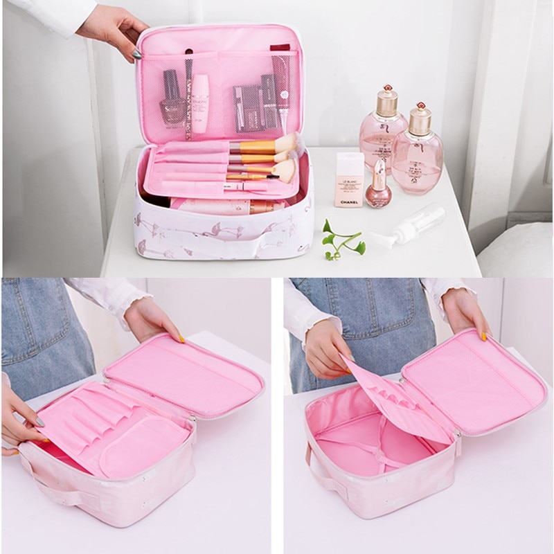 SAFEBET Brand Flamingo Women Cosmetic Bag Organizer Toiletry Kits Necessity Travel Big capacity Waterproof Portable Makeup Bag