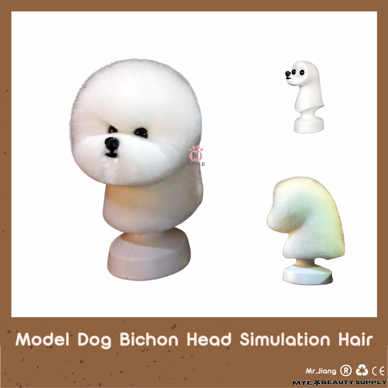 Grooming Model Dog Bichon Head Mannequin With Head Wig For Pet Goomers Trimming Practice / 1+1 KIT