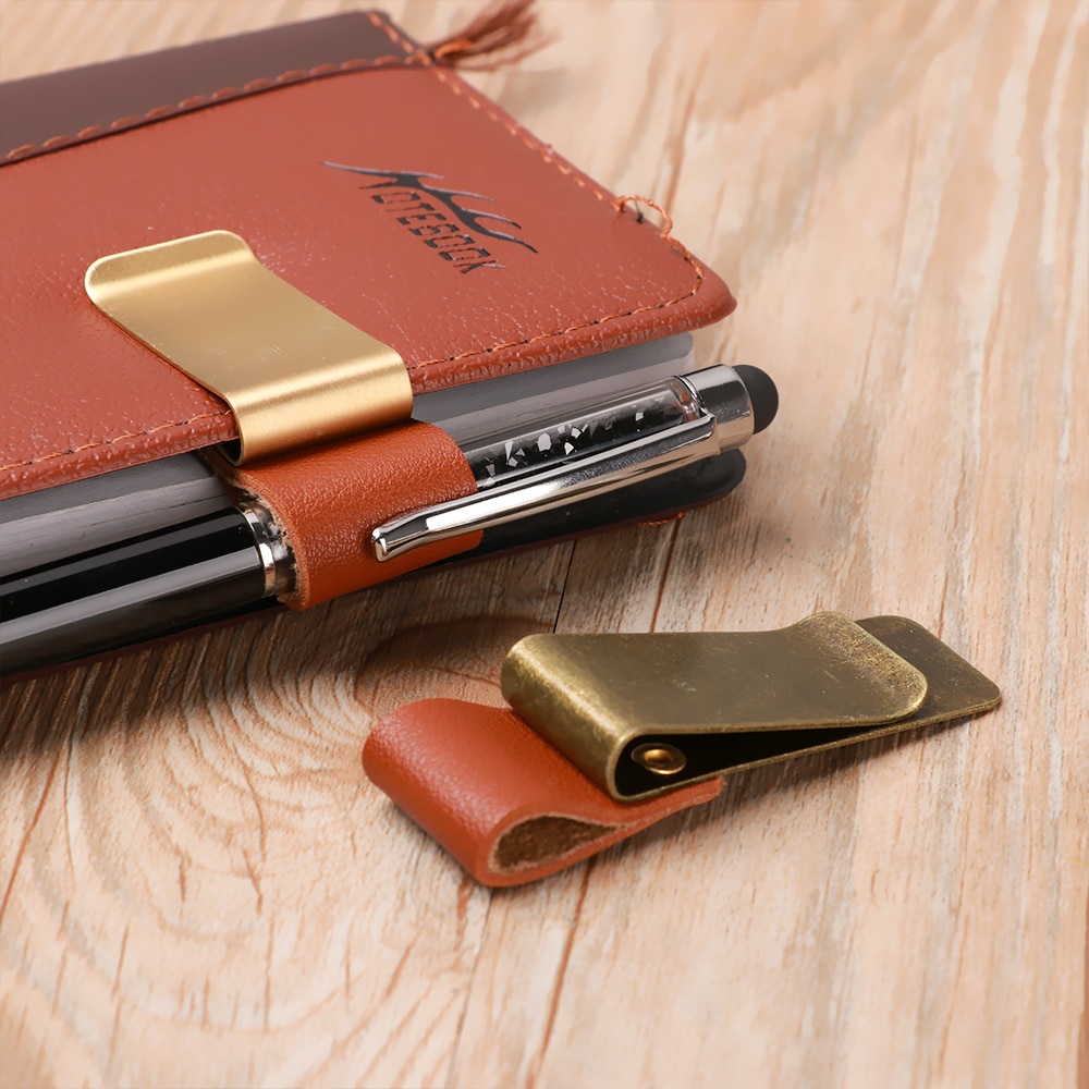 Stainless Steel Leather Brass Clips Stainless Steel Pen Holder Clip Journal Notebook Paper Folder School Office Supplies
