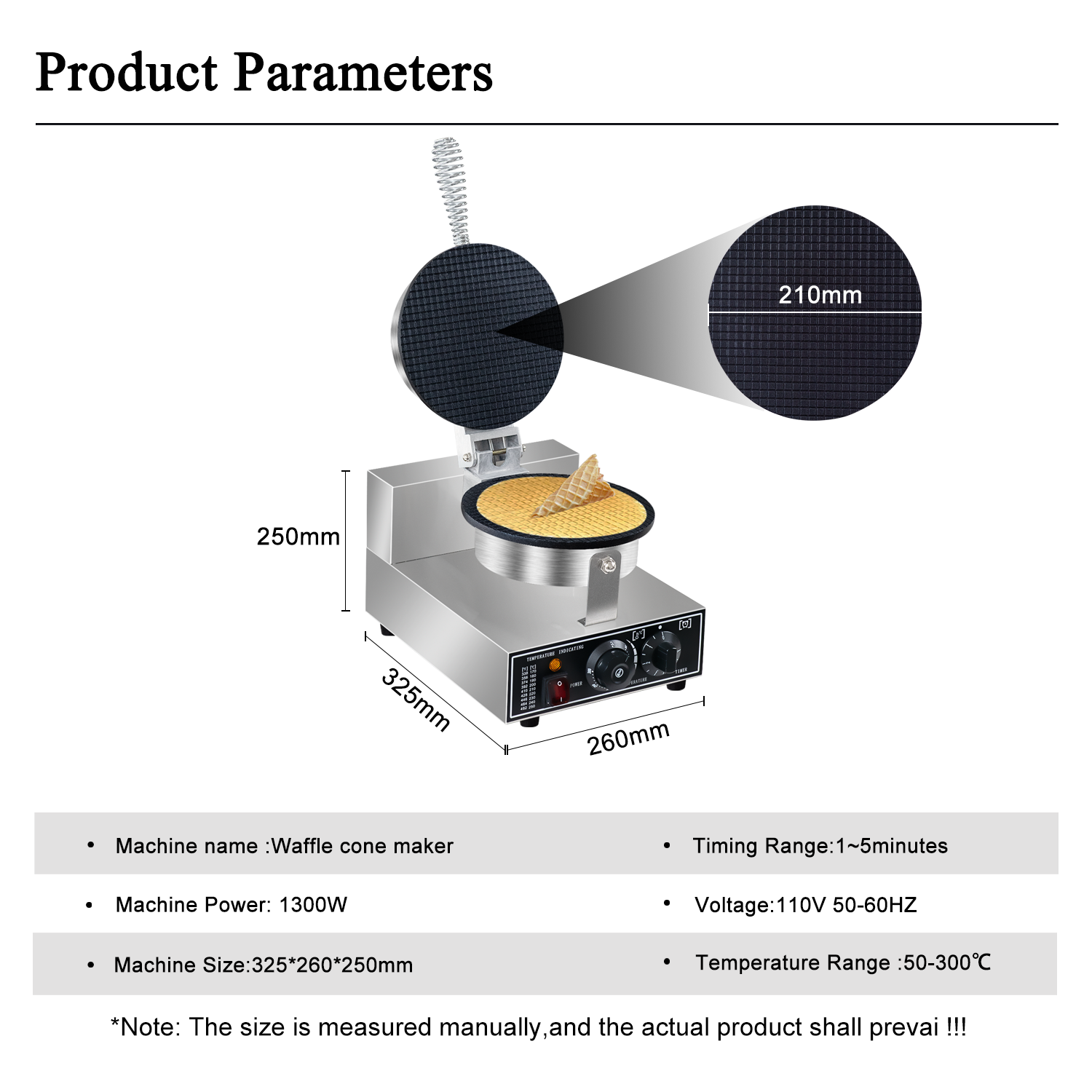 Electric ice cream cone maker commercial waffle cone machine 110V/220V waffle iron cone maker egg roll cake oven