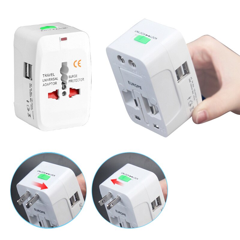 Universal International Plug Adapter 2 USB Port World Travel AC Power Charger Adaptor All in One AU US UK EU converter Plug UM
